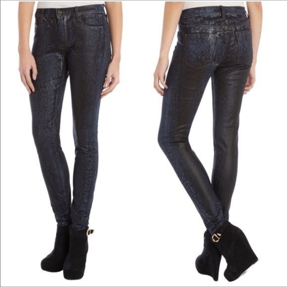 Hudson Mid Rise Nico Super Skinny Snake Print Jean Size 30